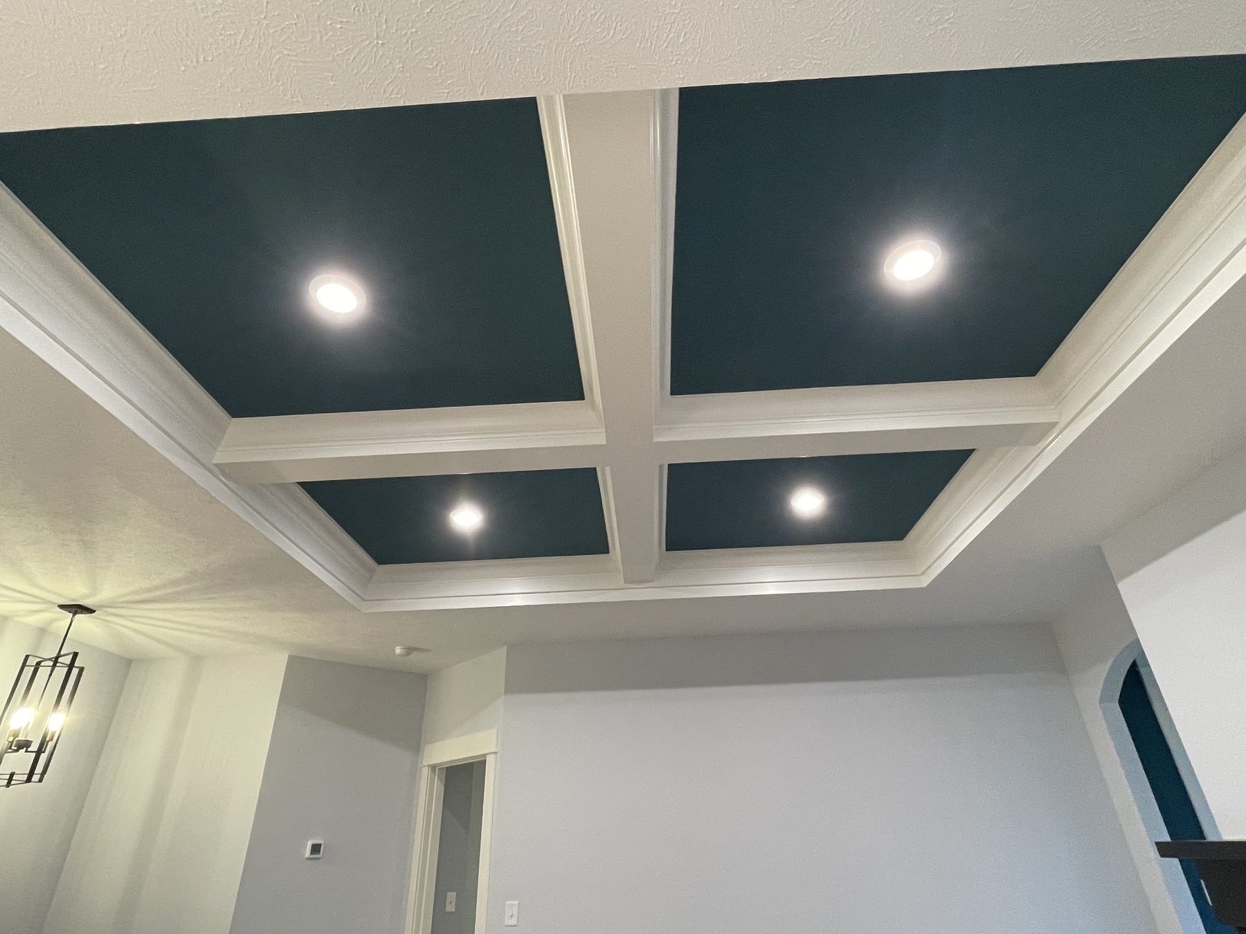 Coffered ceiling and wall paneling finish detail