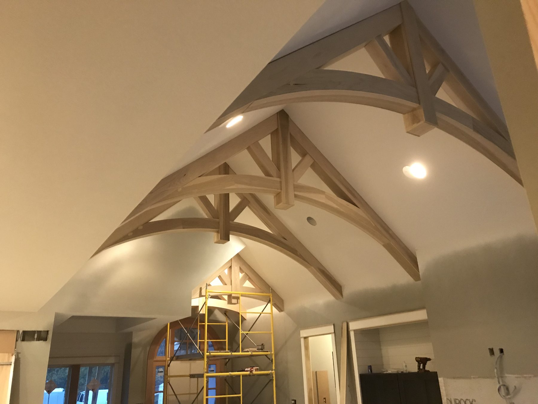 Arched timber truss finish detail